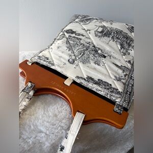 Laura Ashley Black and white  Quilted Tote with Wooden Handles